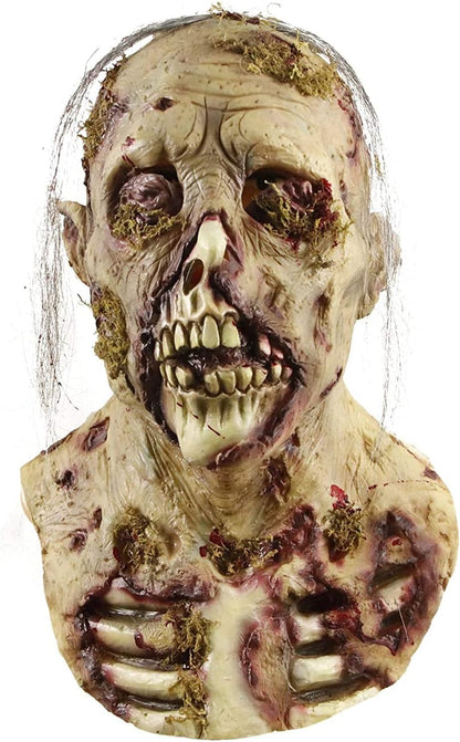 MOLEZU Scary Zombie Head Mask Vampire Mask Walking Dead Latex Halloween Costume Party Cosplay Props Adult - PuriLite