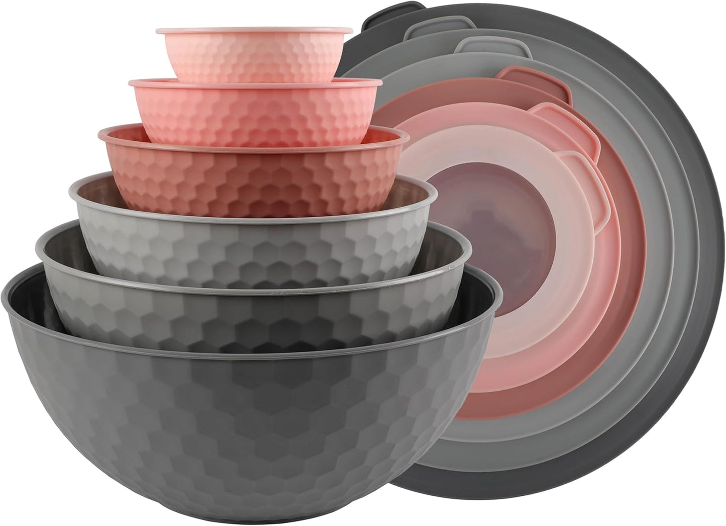 COOK WITH COLOR Mixing Bowls with TPR Lids - 12 Piece Plastic Nesting Bowls Set Includes 6 Prep Bowls and 6 Lids, Microwave Safe Mixing Bowl Set (Mint) - PuriLite