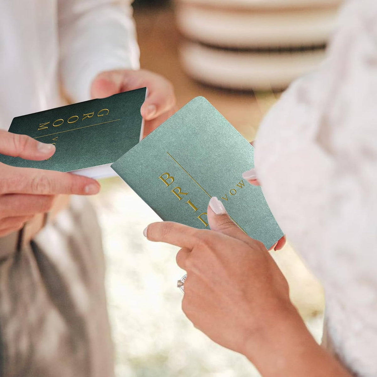 WeddingGiftsWedding Vow Books His and Hers Soft Touch Gold Foil Engraving Vow Books Wedding Essentials Wedding Accessories(TR-HH-Black) - PuriLite