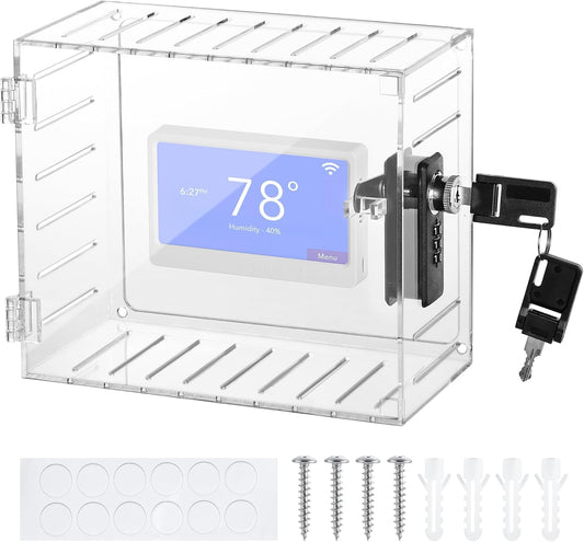Fortstrong Thermostat Lock Box - Security AC Cover with Dual Combination and Key Locks - Air Conditioner Temperature Control Lockable Boxes - Locking Covers for Thermostats on Wall - PuriLite