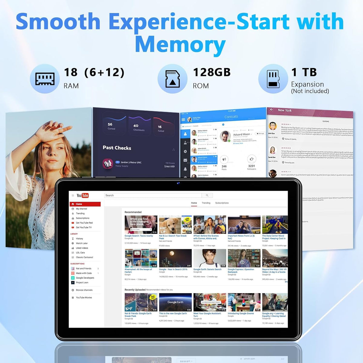 10 Inch Tablet, Android 15 Tablets with 18GB RAM+128GB ROM(Expand to 1TB), Octa Core 1280 * 800 IPS HD Display, 6000mAh Battery, Dual 5MP+8MP Camera, 5G/2.4G WiFi - PuriLite