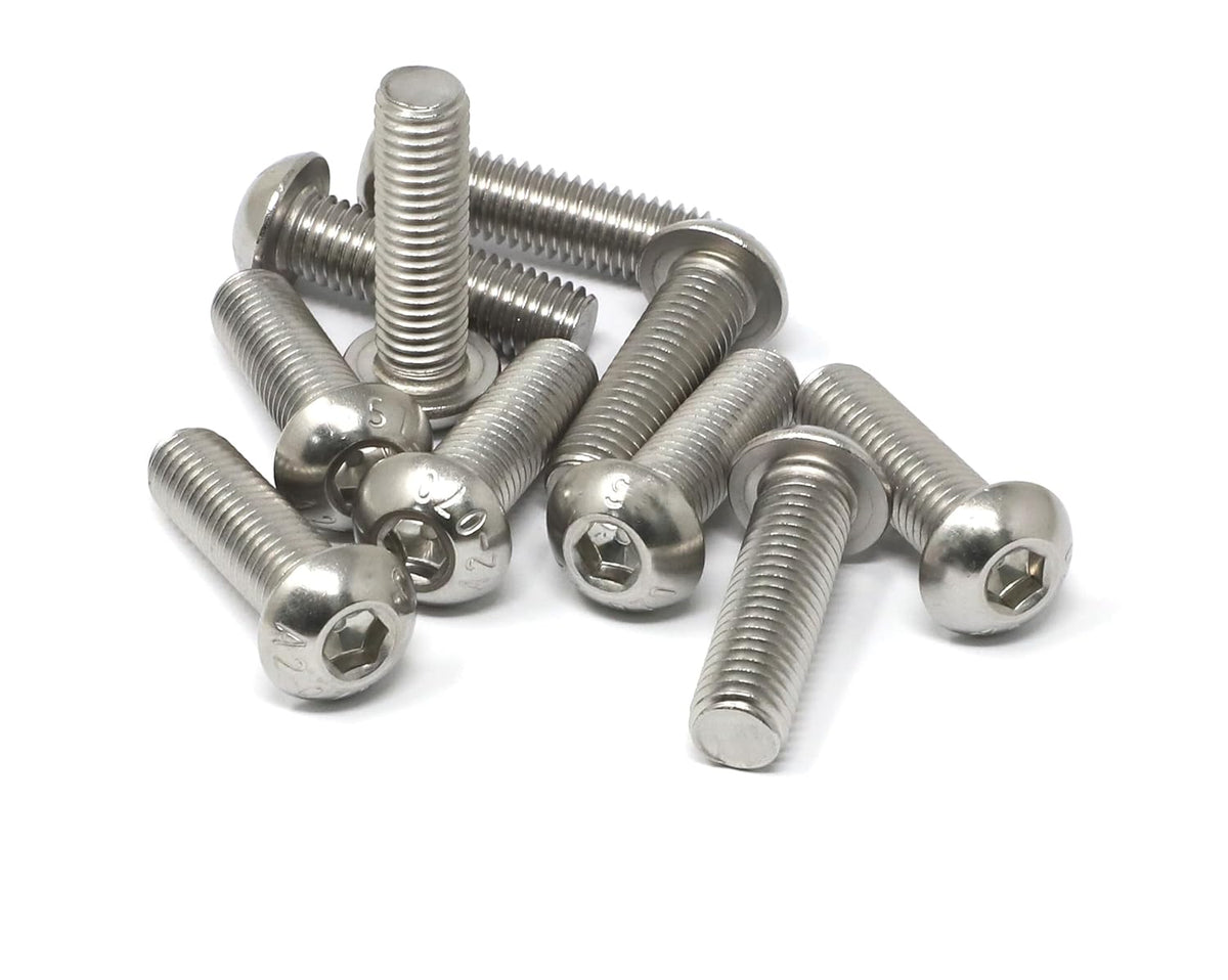 iexcell 50 Pcs M6 x 20mm Thread Pitch 1 mm Stainless Steel 304 Hex Socket Button Head Cap Screws Bolts Kit - PuriLite