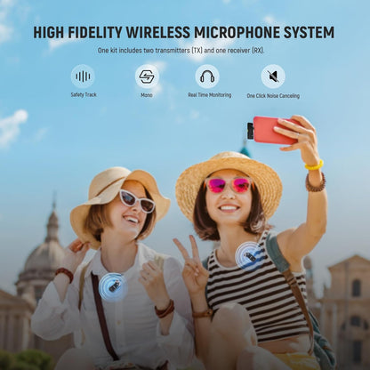 NEEWER CM28 Wireless Lavalier Microphone System with Charging Case, 1 Click Noise Canceling, 4GB Storage for 9Hrs of 48KHz 16 Bit Uncompressed Audio Lapel Mic Compatible with iPhone/Android/PC/Camera - PuriLite