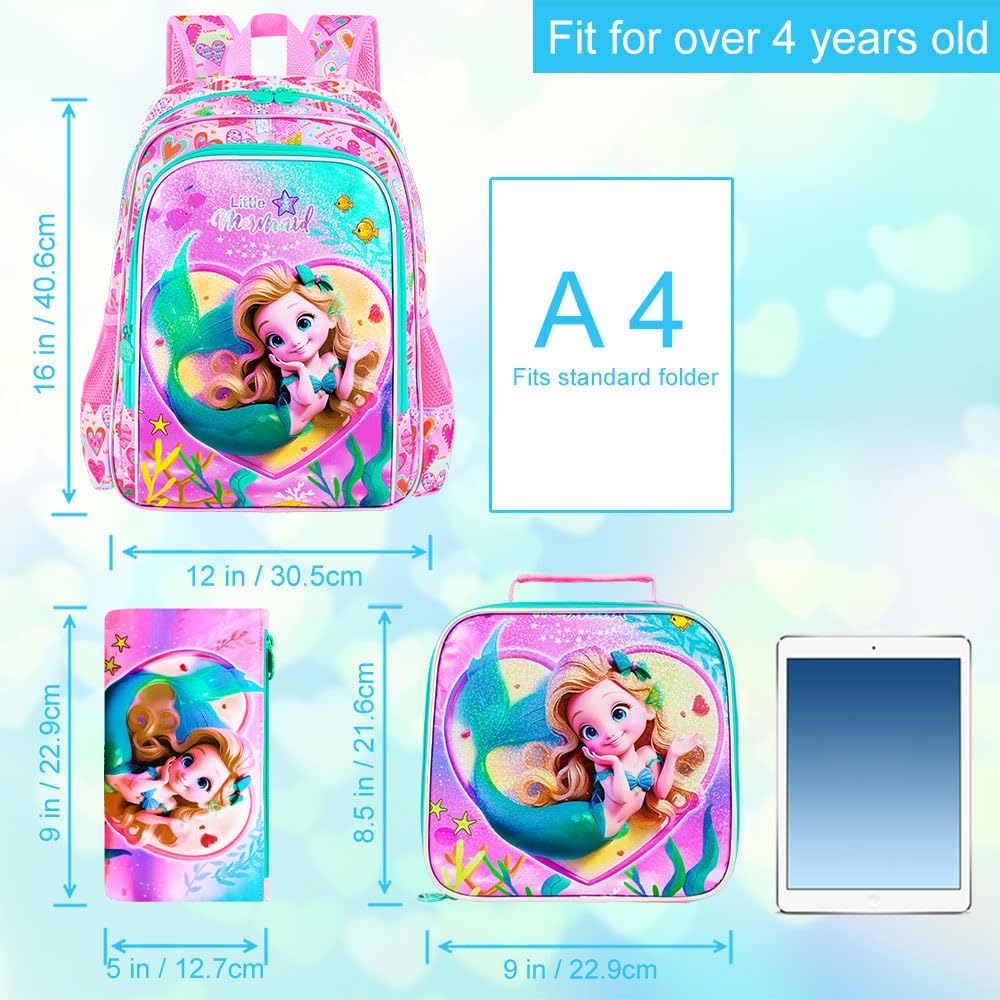 3pcs Backpack for Boys and Girls, 16” Kids Kindergarten Bookbag with Lunch Box, Cute Elementary Backpacks for Boy Girl - PuriLite