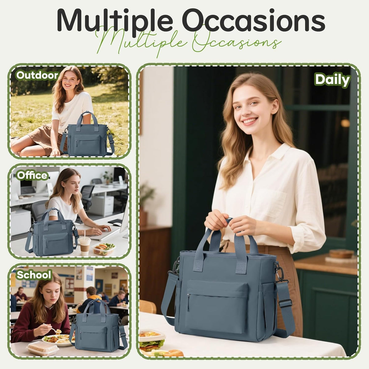 Lunch Bag Insulated Lunch Box Leakproof Lunch Tote Bags for Women Men,Portable Thermal Cooler Bag Lunch Containers with Shoulder Strap for Work, Family, Picnic, School, Outdoor,BBQ C2-Pinkpurple - PuriLite