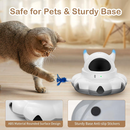 Cosicosy 2-in-1 Interactive Cat Toys for Indoor Cats, Automatic Cat Toy with 8 Holes Mice Whack A Mole Moving Feather, Smart Cat Toy (White) - PuriLite