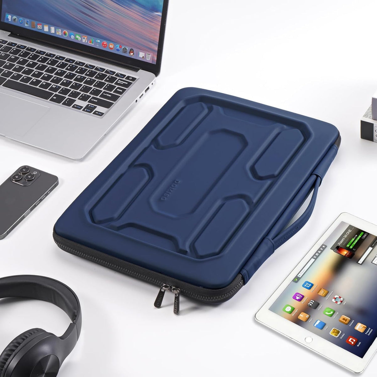 DOMISO 15.6 inch Laptop Sleeve with Handle Protective Shockproof Waterproof EVA Case for 15.6" Yoga 720 IdeaPad 310 320 ThinkPad T570/Legion 5 Gen 6/HP Envy 15/15.6" Notebooks, Dark Blue - PuriLite