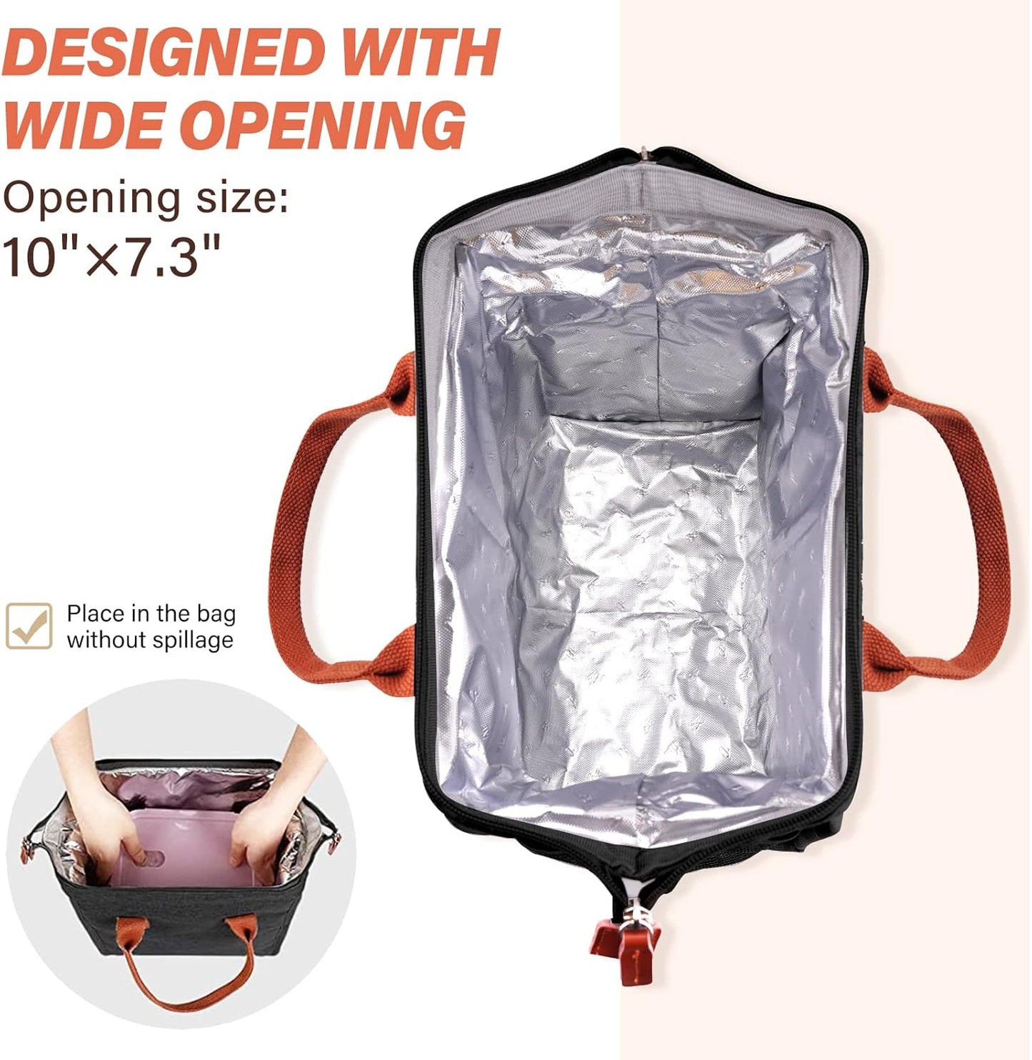 Lunch Bag for Women & Men, Insulated Lunch Box Cooler Tote Bags, Adult Reusable Lunch Boxes with Water Resistant for Work, Travel and Picnic (Grey) - PuriLite