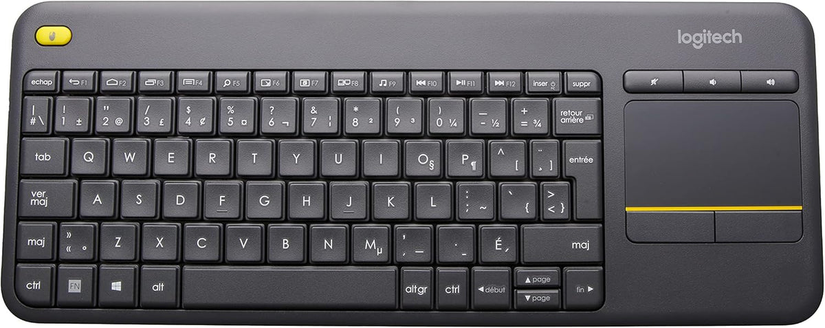 Logitech K400 Plus Wireless Touch TV Keyboard With Easy Media Control and Built-in Touchpad, HTPC Keyboard for PC-connected TV, Windows, Android, Chrome OS, Laptop, Tablet - Black - PuriLite
