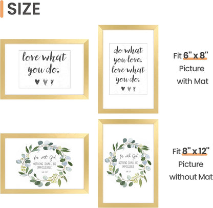 upsimples 11x14 Picture Frame, Display Pictures 8x10 with Mat or 11x14 Without Mat, Wall Hanging Photo Frames, Black - PuriLite