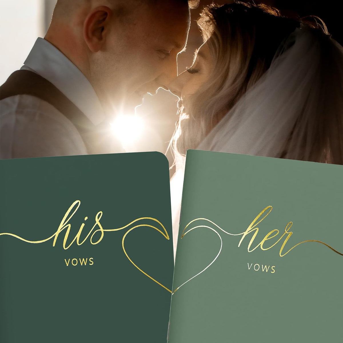 LSSH GmbH Vow Books - His and Hers Wedding Essentials, 28 Pages, 5.5" X 4" (Dark Green & Sage) - PuriLite