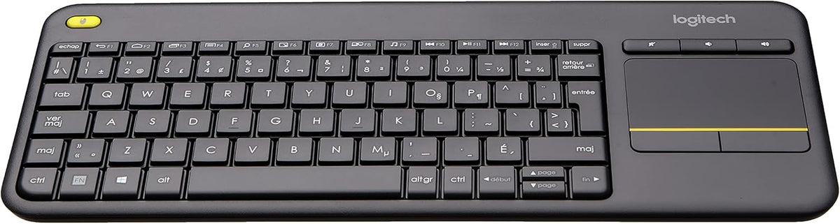 Logitech K400 Plus Wireless Touch TV Keyboard With Easy Media Control and Built-in Touchpad, HTPC Keyboard for PC-connected TV, Windows, Android, Chrome OS, Laptop, Tablet - Black - PuriLite