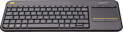 Logitech K400 Plus Wireless Touch TV Keyboard With Easy Media Control and Built-in Touchpad, HTPC Keyboard for PC-connected TV, Windows, Android, Chrome OS, Laptop, Tablet - Black - PuriLite