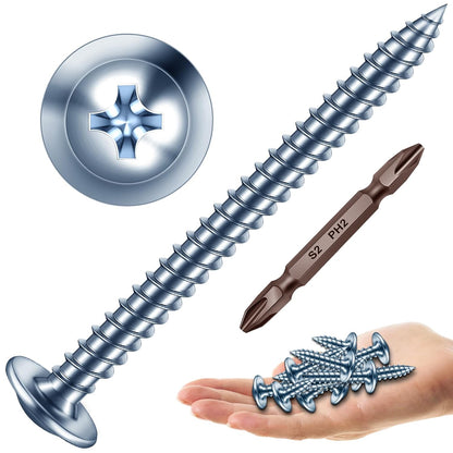 150Pcs #8 × 2" Black Screws for Wood, Phillips Truss Head Wood Screws, Quick Metal Self Tapping, Zinc Plated Steel, Truss Head Screws by Mywish - PuriLite