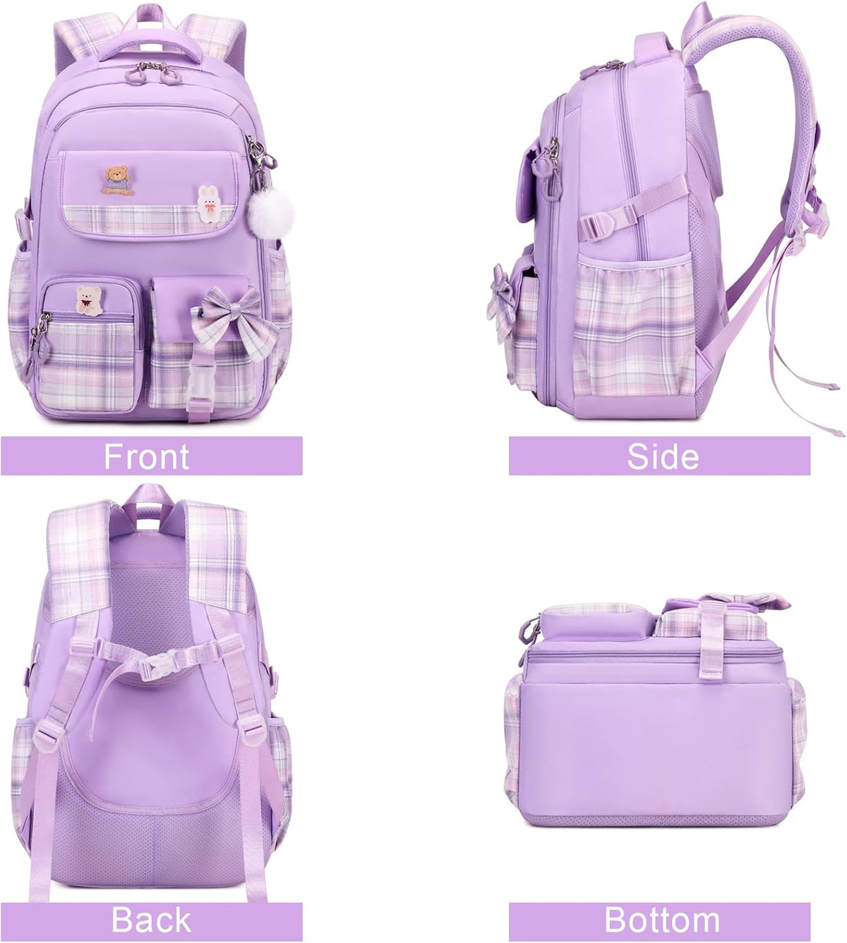 ACESAK Girls Backpack - 3PCS Backpack for Girls Cute School Backpacks for Girls Kindergarten - PuriLite