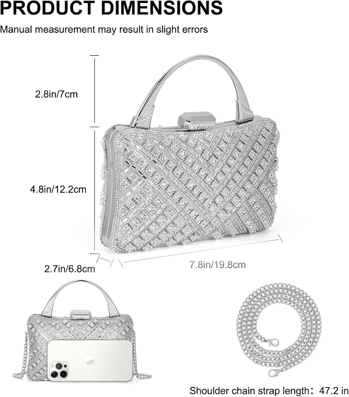 Elsblossion Clutch Purses for Women, Formal Evening Bag, Sparkly Rhinestone Purse for Party, Prom, Wedding - PuriLite