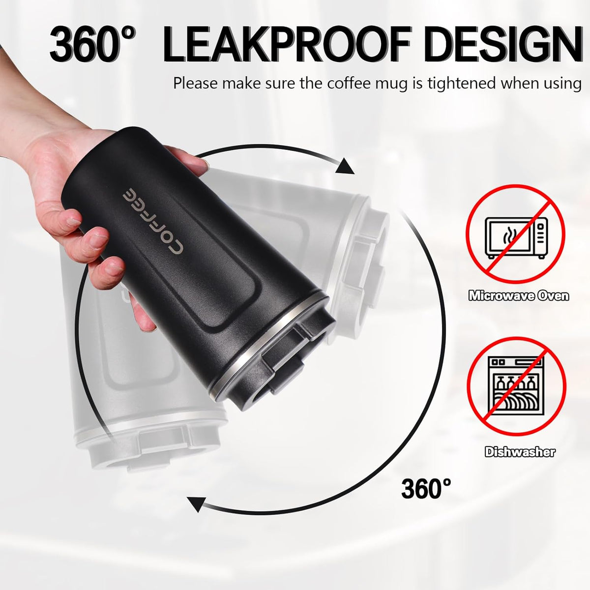 18oz Mug with Ceramic Coating Inside, Insulated Coffee Mug with Lid, Leak Proof Coffee Travel Mug, Travel Coffee Mug Fits in Car Cup Holder - PuriLite