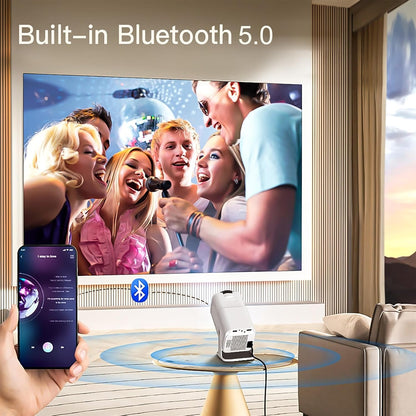 Mini Projector with WiFi and Bluetooth Built-in Android 11, 1080P 4K Support Portable Projector LYNCAST 180°Rotatable Upgrade HY300pro+ Projector for Home,Outdoor Use OptiBarrel 005 - PuriLite