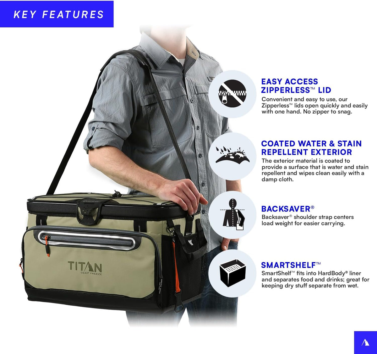 Arctic Zone Titan Deep Freeze 16 Can Zipperless Hardbody Cooler, Moss - PuriLite