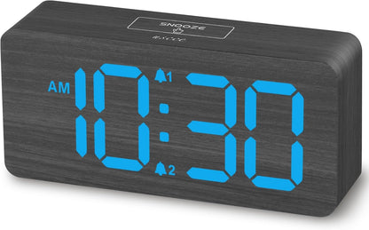 Purilite Select Wooden Digital Alarm Clock with Large LED Display - PuriLite
