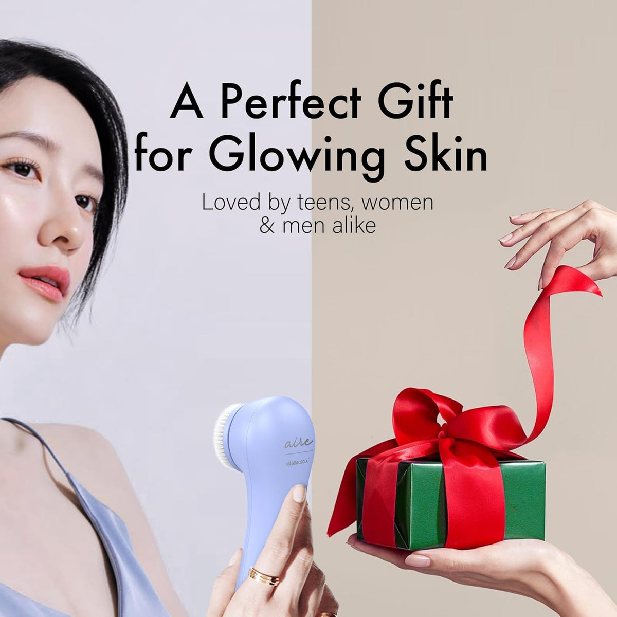 NågraCoola Face Scrubber Exfoliator, Rotating Facial Cleansing Brush for Men & Women, Rechargeable Waterproof, Electric Spin Face Scrub Brush with 2 Heads for Gentle Exfoliating & Deep Cleansing - PuriLite