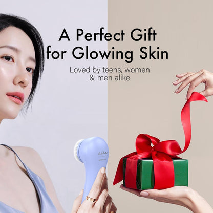 NågraCoola Face Scrubber Exfoliator, Rotating Facial Cleansing Brush for Men & Women, Rechargeable Waterproof, Electric Spin Face Scrub Brush with 2 Heads for Gentle Exfoliating & Deep Cleansing - PuriLite