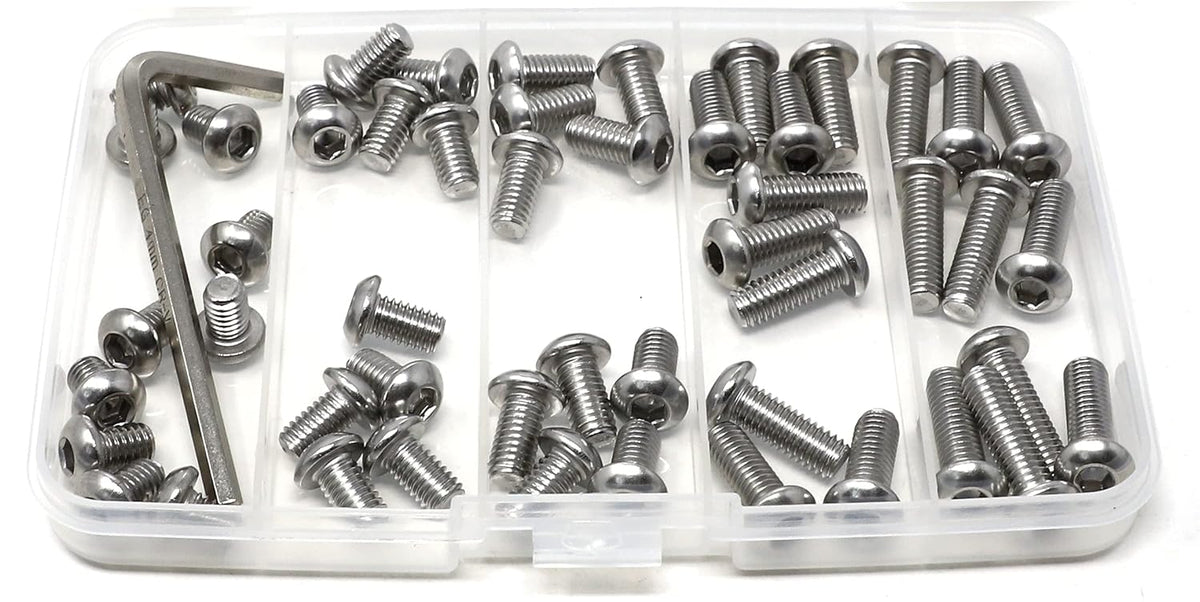 iexcell 50 Pcs M6 x 20mm Thread Pitch 1 mm Stainless Steel 304 Hex Socket Button Head Cap Screws Bolts Kit - PuriLite