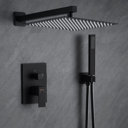 Fransiton Shower System Rain Shower System Set Ceiling Mounted, Rainfall Shower Head with Handheld, Bathroom Shower Kit (Valve Included) (8" - Wall Mount, Matte Black) - PuriLite