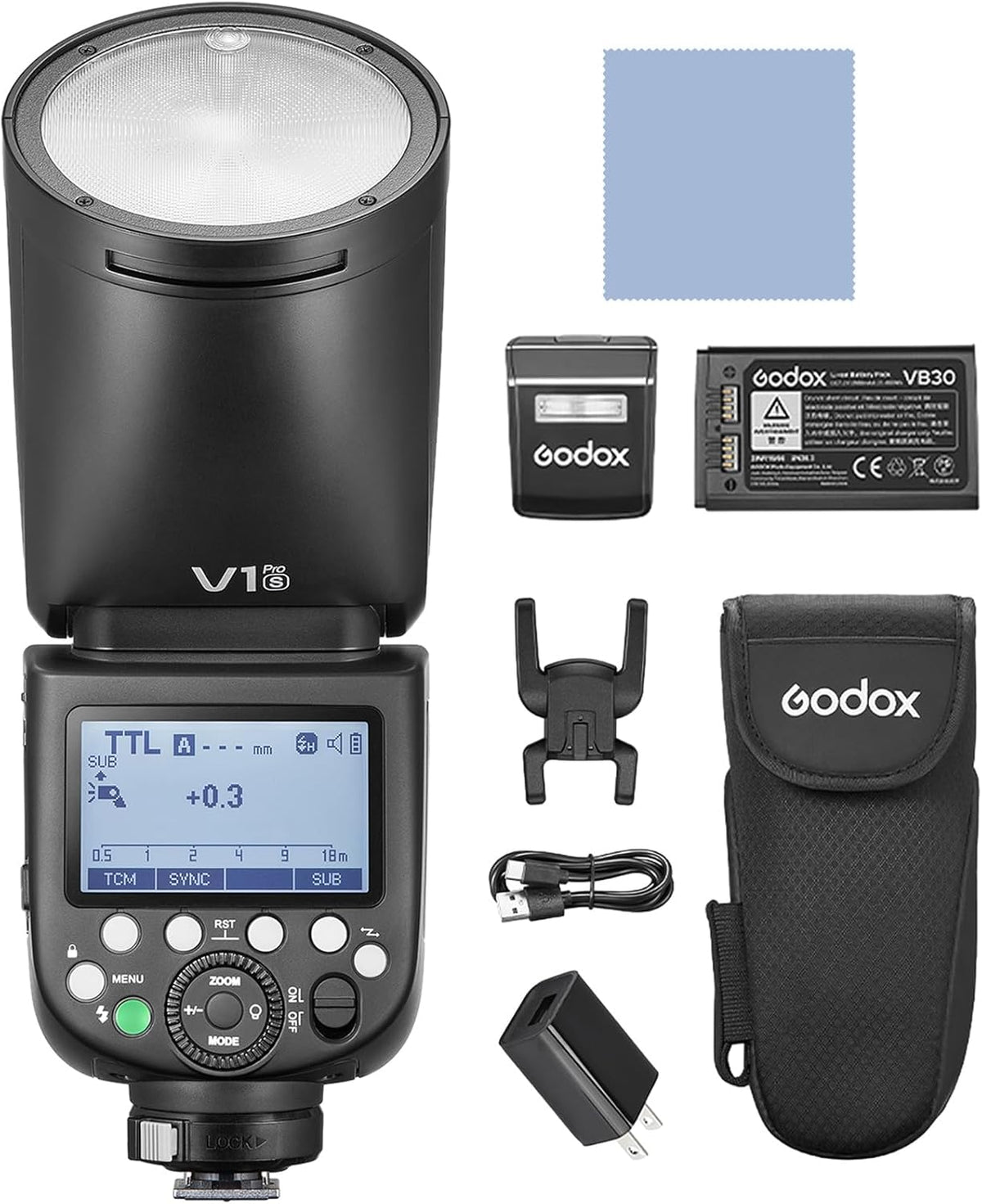 Godox V1S Professional Camera Flash Speedlite TTL Speedlight Round Head Wireless 2.4G Fresnel Zoom Compatible with Sony a7RII a7R a58 a99 ILCE6000L a7RIII a7R3 a9 a77II a77 a350 Camera for Photography - PuriLite