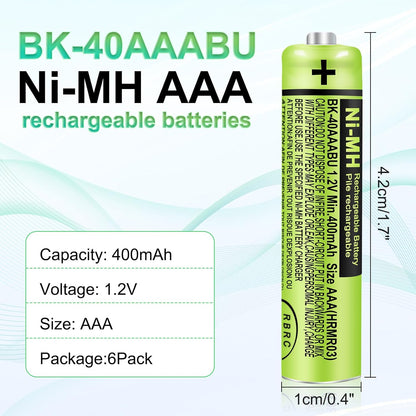 6 Pack BK-40AAABU Ni-MH AAA Rechargeable Battery for Panasonic,1.2v 400mah Rechargeable AAA Batteries Panasonic Cordless Phones, Electronics,Remote Controls - PuriLite