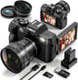 NBD 4K Digital Camera for Photography 48MP Video Vlogging Camera for YouTube with 3" 180° Flip Screen WiFi, 16X Digital Zoom Cameras with 32GB Micro Card, Wide-Angle & Macro Lens (Black) - PuriLite