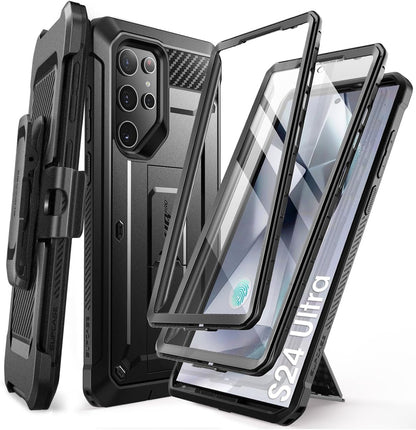 SUPCASE Unicorn Beetle Pro Case for Samsung Galaxy S23 Ultra 5G (2023), [Extra Front Frame] Full-Body Dual Layer Rugged Belt-Clip & Kickstand Case with Built-in Screen Protector (Black) - PuriLite
