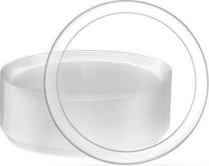 PLASTICPRO [30 Pack 10.7'' Christmass Green Plastic Party Plates Edge Collection Premium heavyweight Elegant Disposable Tableware Dishes - PuriLite