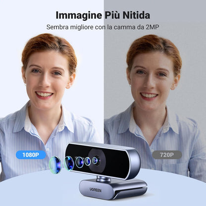 UGREEN 2K Webcam, Webcam for PC Ultra HD 1440P Computer Camera with Microphone, PC Camera with Privacy Cover, USB-A Web Camera for Streaming, Conferencing, Video Calling, Zoom, Skype, Teams, Facetime - PuriLite