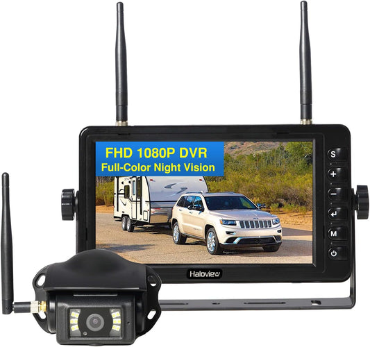 Haloview BT7 RV Backup Camera Wireless FHD 1080P DVR Rearview Full-Color Night Vision Cam and 7" Monitor System Adapter for Furrion Pre-Wired RV,Truck,Trailer,Truck,Camper,Van,Pickup - PuriLite