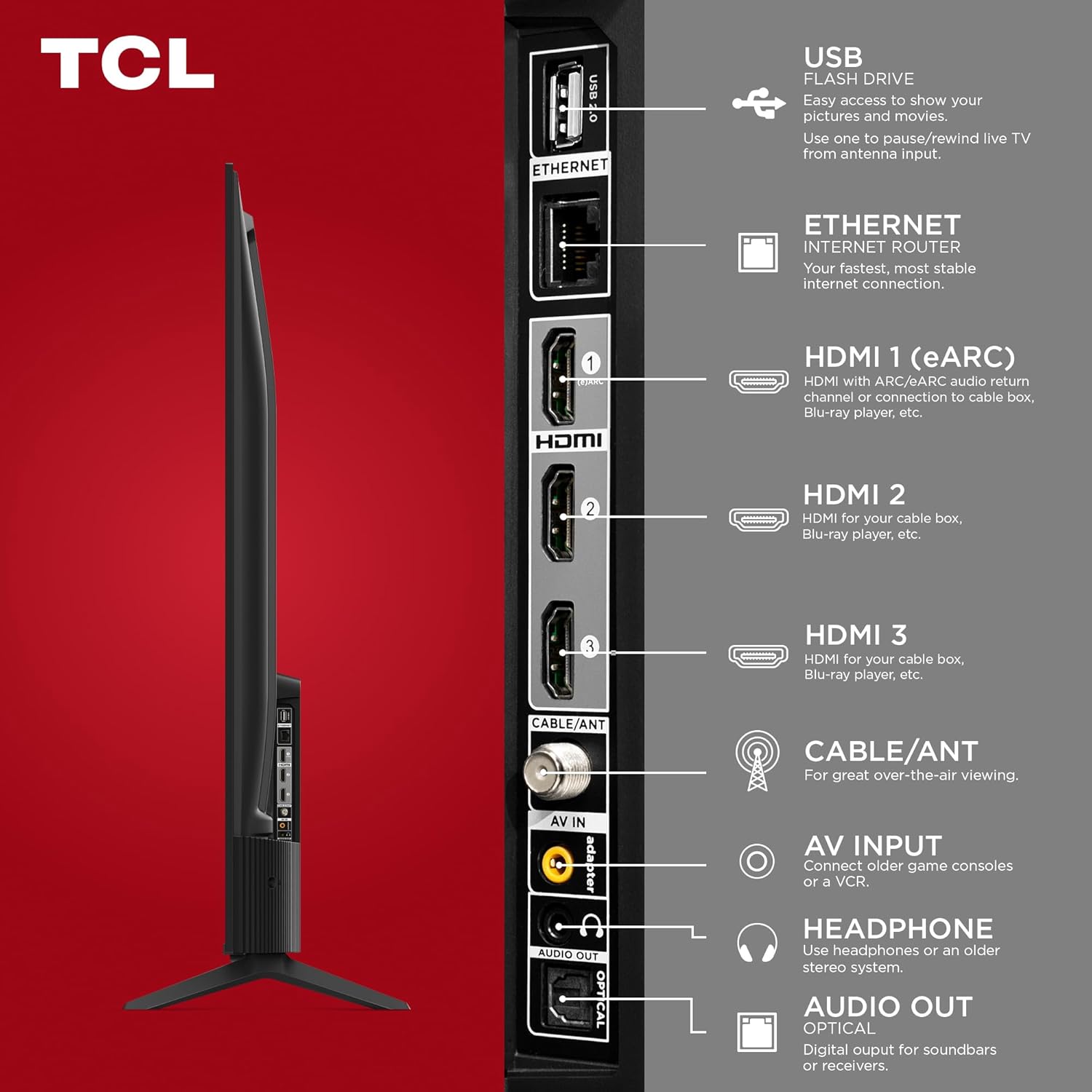 TCL 65-Inch Class S4 4K LED Smart TV with Fire TV (65S450F-CA), Dolby Vision HDR, Dolby Atmos, Alexa Built-in, Apple Airplay Compatibility, Streaming UHD Television, Black - PuriLite