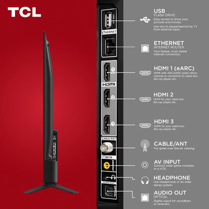 TCL 65-Inch Class S4 4K LED Smart TV with Fire TV (65S450F-CA), Dolby Vision HDR, Dolby Atmos, Alexa Built-in, Apple Airplay Compatibility, Streaming UHD Television, Black - PuriLite