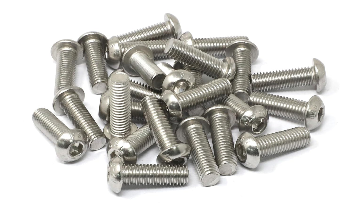iexcell 50 Pcs M6 x 20mm Thread Pitch 1 mm Stainless Steel 304 Hex Socket Button Head Cap Screws Bolts Kit - PuriLite