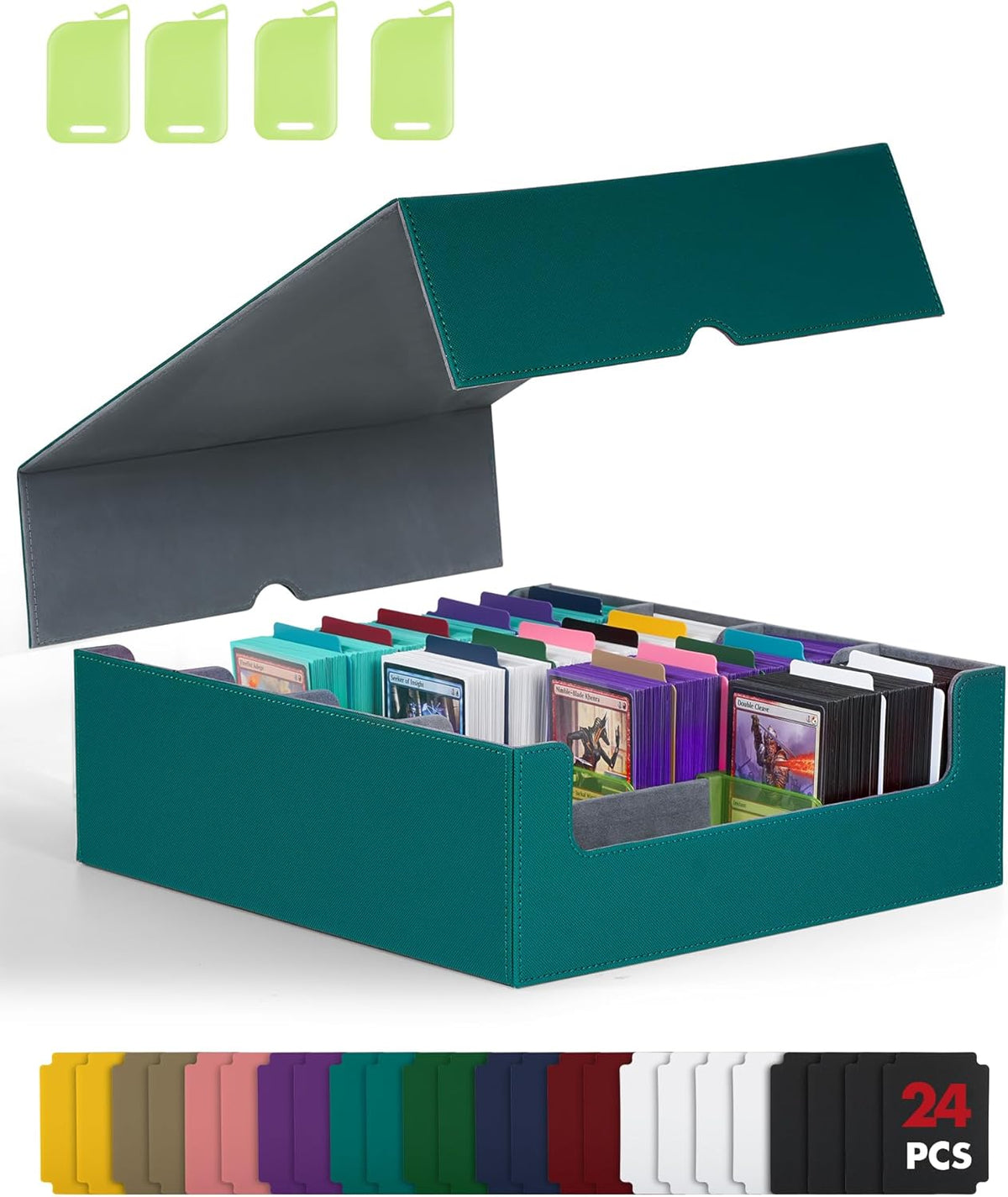 ZLCA Card Storage Box for MTG PTCG, Commander Deck Box Holds 3000+ Cards, Card Storage Case with 4 Stoppers, Card Organizer for TCG Sport Cards (Black) - PuriLite