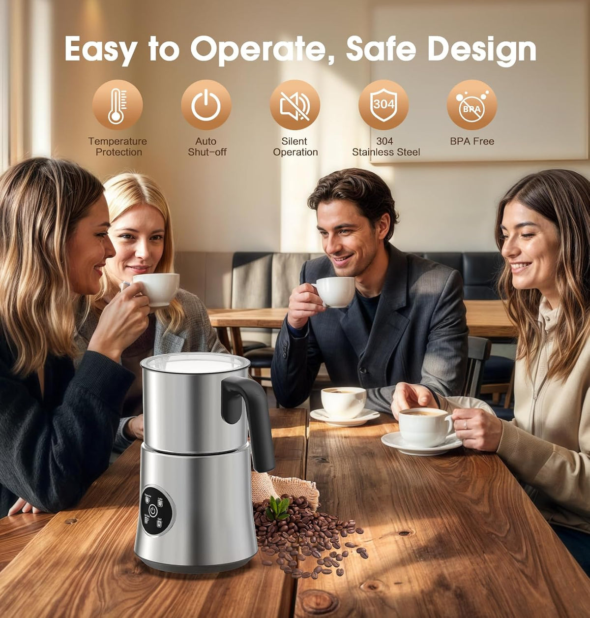 PSIIDAN Milk Frother, All in One Electric Frother - PuriLite
