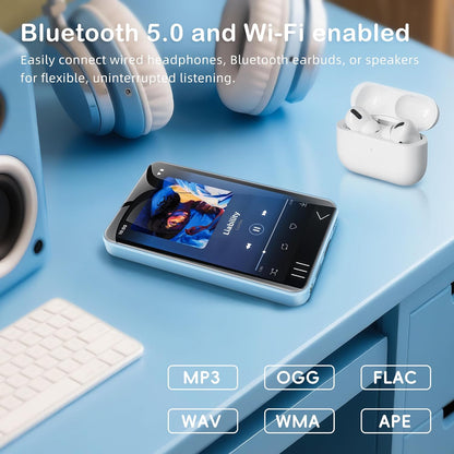 MP3 Player with Bluetooth and WiFi, Music Player with Camera Spotify Pandora,Amazon Music, 4" Touch Screen Android MP4 MP3 Player with Speaker 144GB MP4 & MP3 Player for Travel Sport - PuriLite