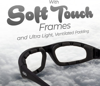 Global Vision Eyewear Kickback Sunglasses with Ethylene Vinyl Acetate Foam, Clear Lens - PuriLite