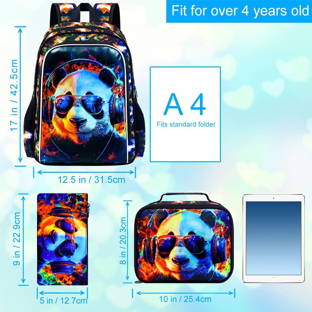 3pcs Backpack for Boys and Girls, 16” Kids Kindergarten Bookbag with Lunch Box, Cute Elementary Backpacks for Boy Girl - PuriLite