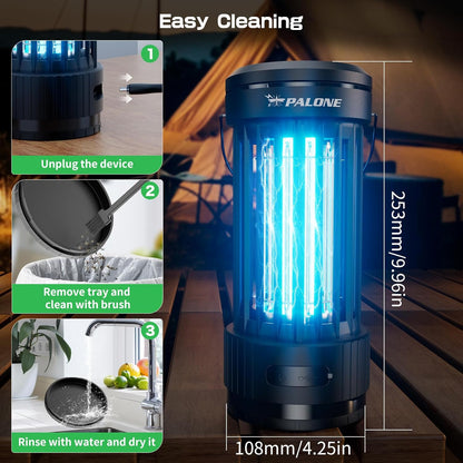 PALONE Bug Zapper, 4000mAh Electric Bug Zapper with LED Light, Retractable Fly Zapper with 3 Levels of Lighting Intensity Used for Indoor Outdoor - PuriLite
