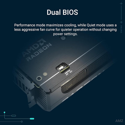 ASUS Prime Radeon™ RX 9060 XT 16GB GDDR6 OC Edition Graphics Card (PCIe 5.0, HDMI/DP 2.1, 2.5-Slot Design, axial-tech Fans, Dual Ball Fan Bearings, Dual BIOS, ASUS GPU Guard) - PuriLite