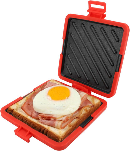 Microwave Toastie Maker, Grilled Cheese Sandwich Maker, Microwavable Toaster with Adjustable Silicone Straps No Electricity Cordless (Red) - PuriLite