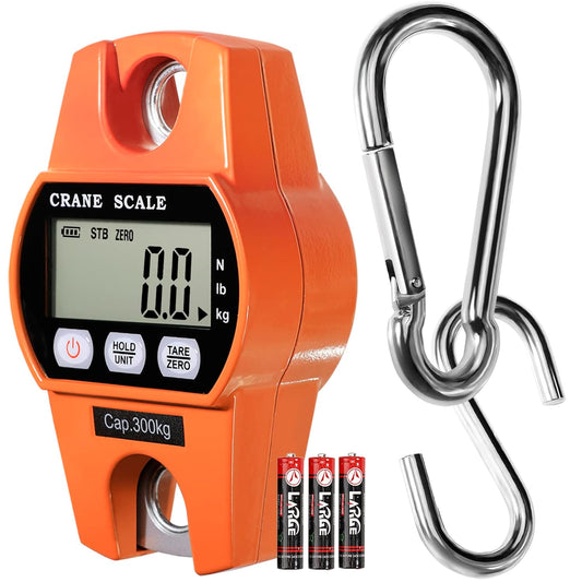 GRAM PRES Digital Hanging Scale 660 Lb 300 Kg Hanging Digital Scale, Handheld Mini Crane Scale with Hooks for Farm Hunting Fishing Outdoor - PuriLite