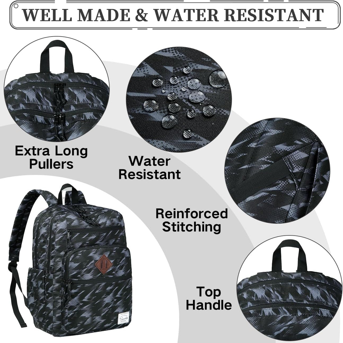 School Backpack for Men Women,Vaschy Lightweight School Bag Bookbag Casual Daypack for High School/College/Teens/Travel/Work - PuriLite