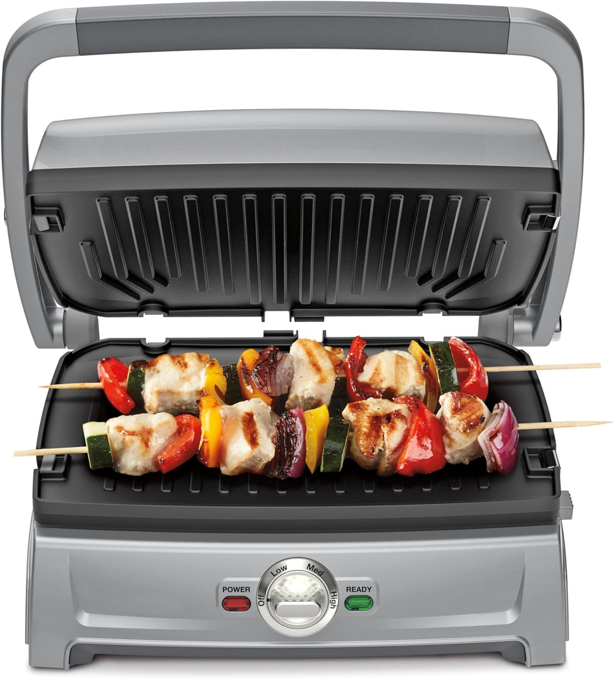 Cuisinart Compact Electric Griddler, 5 Ways to Cook, Non-Stick Cooking Plates, Silver (GR-102C) - PuriLite