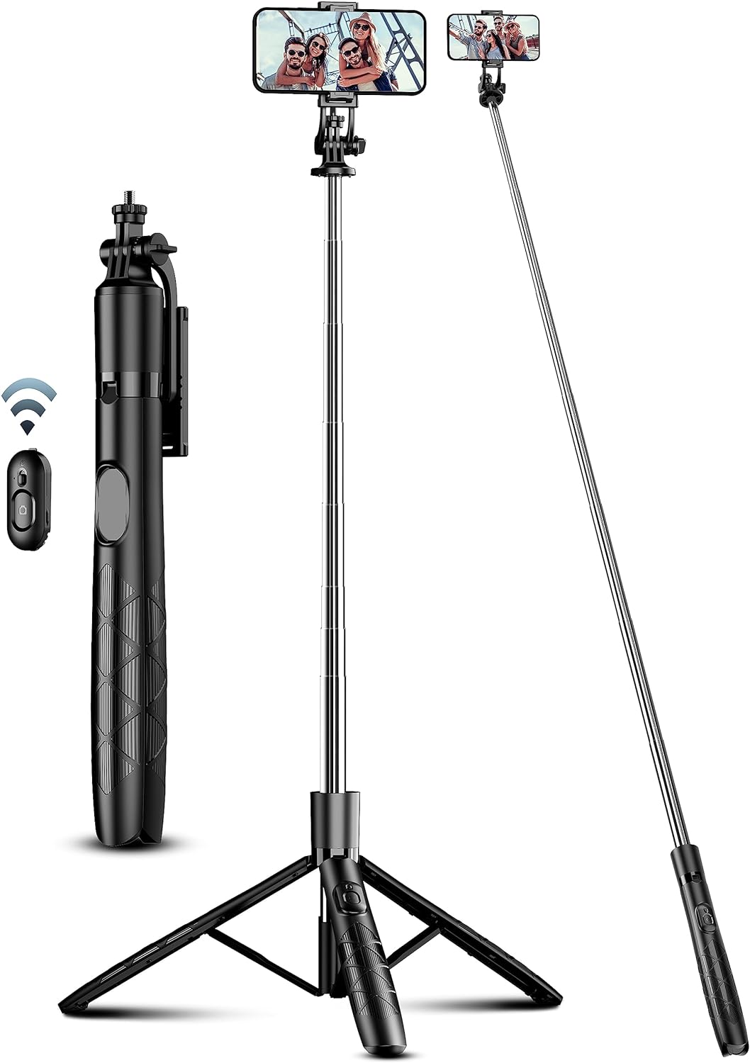 71" Phone Tripod & Selfie Stick, All in One Extendable Cell Phone Tripod with Wireless Remote, Travel Tripods Stand for iPhone 360° Rotation Compatible with iPhone Android Phone, Camera